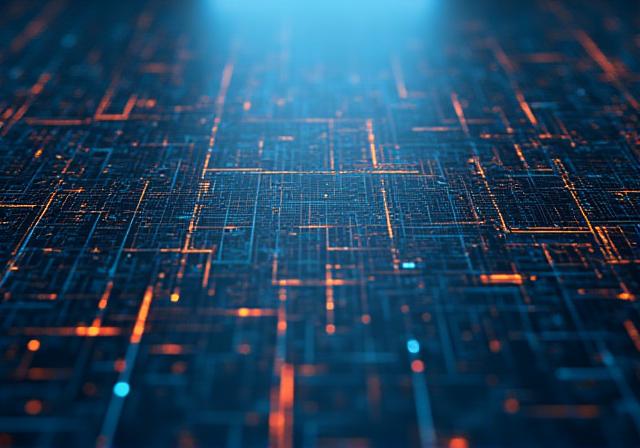 Abstract representation of intellectual property with digital light lines