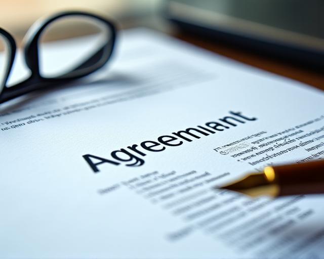 Legal professional reviewing a complex commercial contract with a magnifying glass and stylus